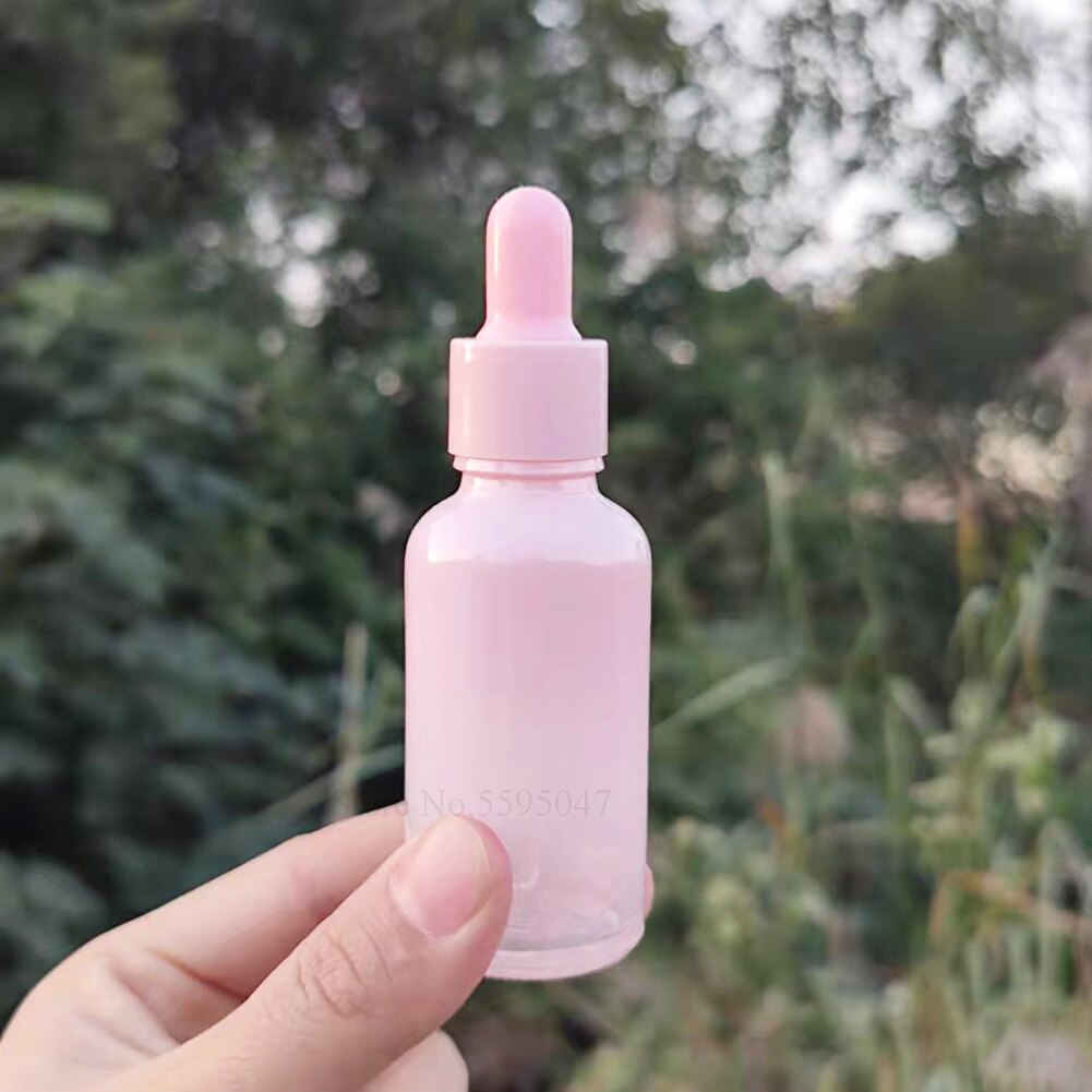 10 kpl 5ml 10ml 15ml 30ml 50ml vaaleanpunainen lasinen tippapullo pipeteillä tyhjät pullo hajustepullot