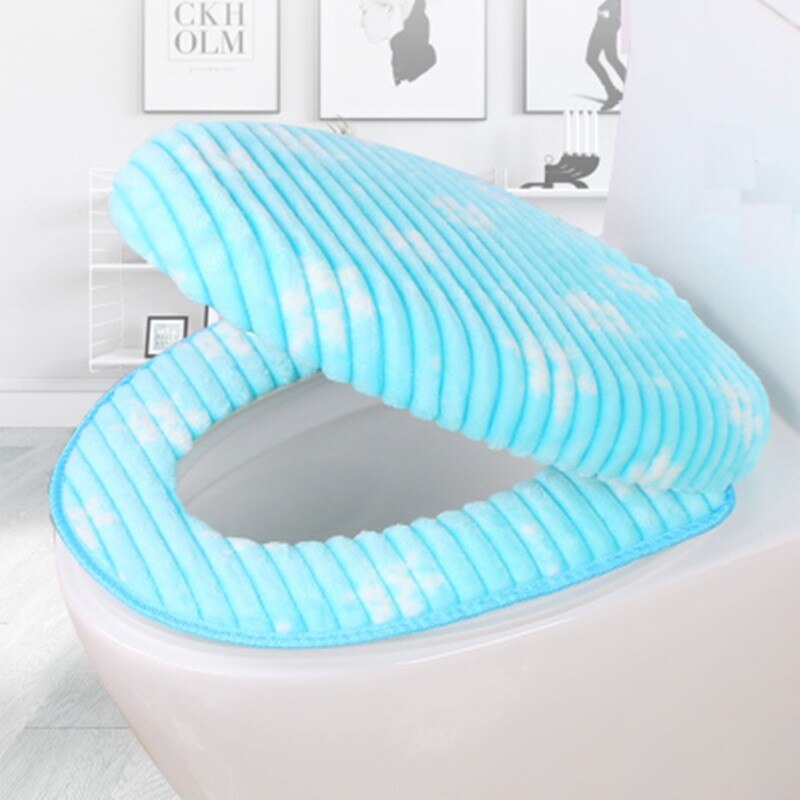 Badeværelse værktøj efterår / vinter to stykker snefnug toilet sædeovertræk varmt betræk toilet sæde bomuld rejsesæt: Himmelblå