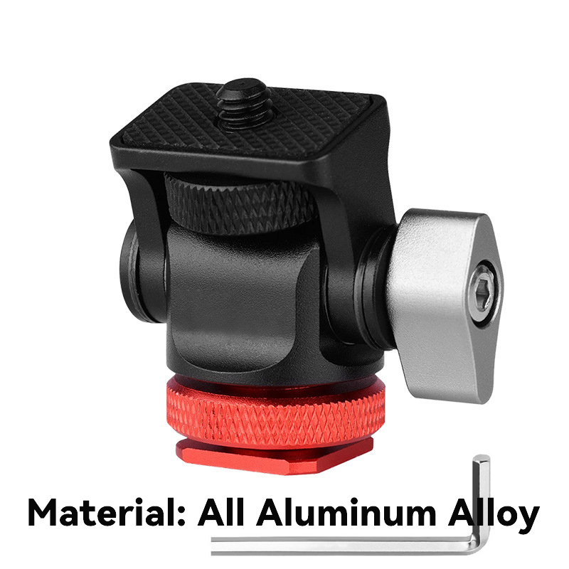 Mini soporte para Monitor, cabezal de trípode, adaptador de zapata fría de 1/4 pulgadas para montaje de Monitor de cámara, Flash, micrófono, luz de relleno LED: Oro