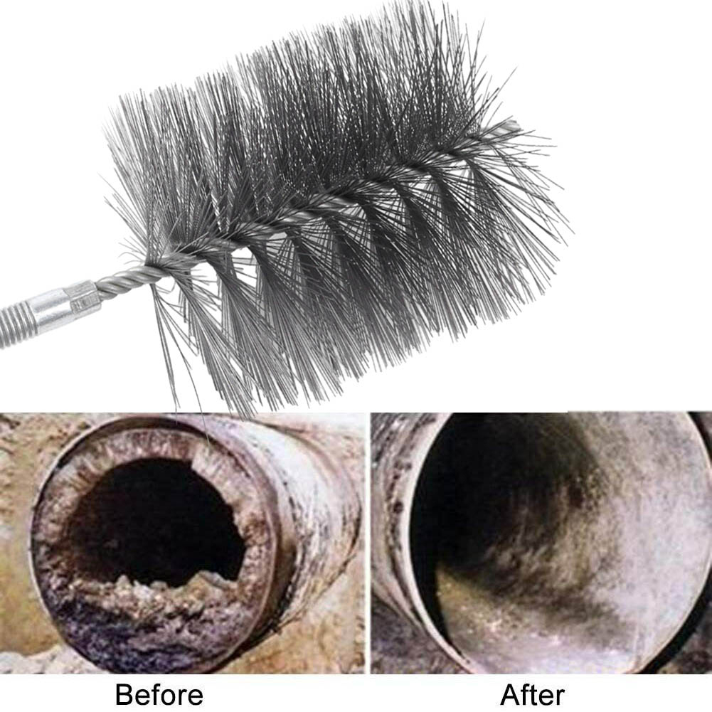 Brosses de nettoyage de cheminée de 4 pouces, fil d'acier rond, tuyau de conduit de cheminée, rouille, brosses de tuyaux industrielles, outils de brosse de nettoyage domestique
