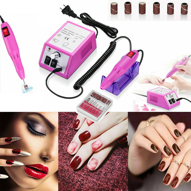 Lime à ongles électrique 20000 tr/min, lime et pédicure, Kit de manucure et pédicure, 6 mèches