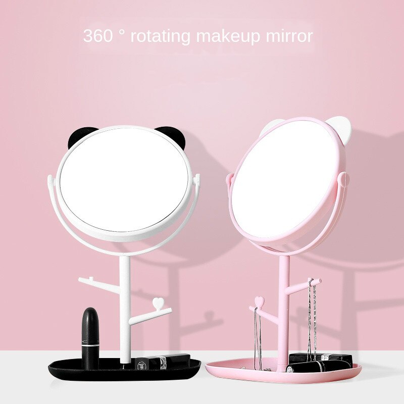 Lille makeup spejl desktop rundt ovalt bordspejl simpelt dame husstand metal roterende dobbeltsidet makeup spejl wjb 411