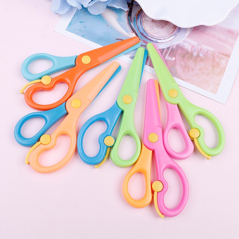 1pcs Plastic Cute Mini Safety Round Head Scissors Student Kids Paper Cutting Kindergarten School Supplies