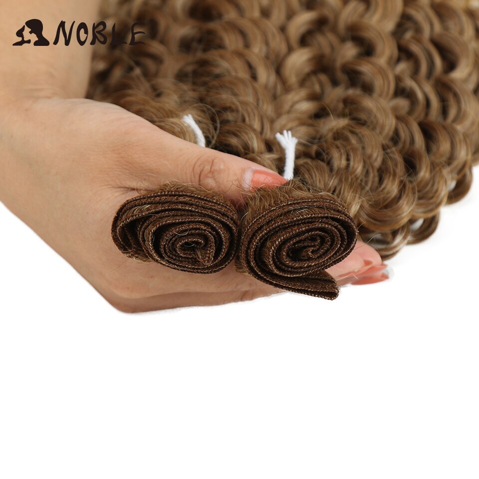 Noble Synthetisch Afro Kinky Krullend Haar Diepe Golf Haar Bundels Extensions Bruin Zachte Super Lang Haar Weave Haar Hittebestendige