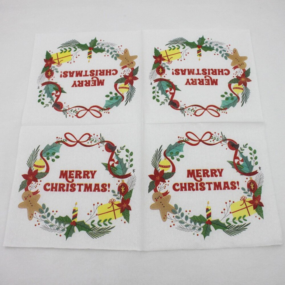 40 pcs Disposable Napkins Christmas Printed Decorative Tissue Paper Towel Party Supplies for Home Hotel