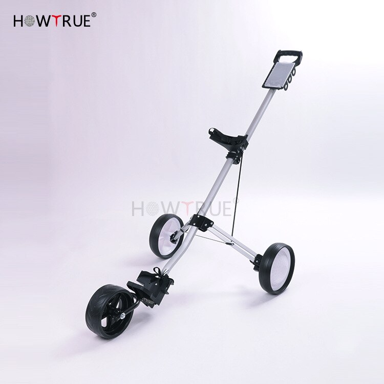 Golf Trolley Pull Cart 3 Wheels Aluminium Alloy Foldable With Brake Voiturettes Quick Assembly Dragging Gadget Galov Bag Trailer: silver