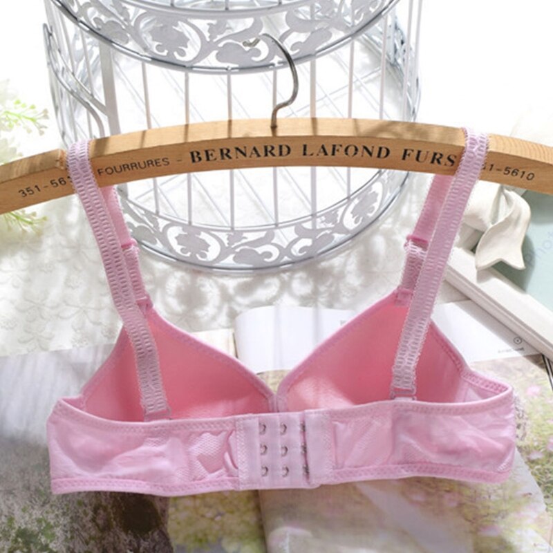Teenage Girl Cute Bowknot Underwear Puberty Student Cotton Bra Wire Free Pleated 19QF