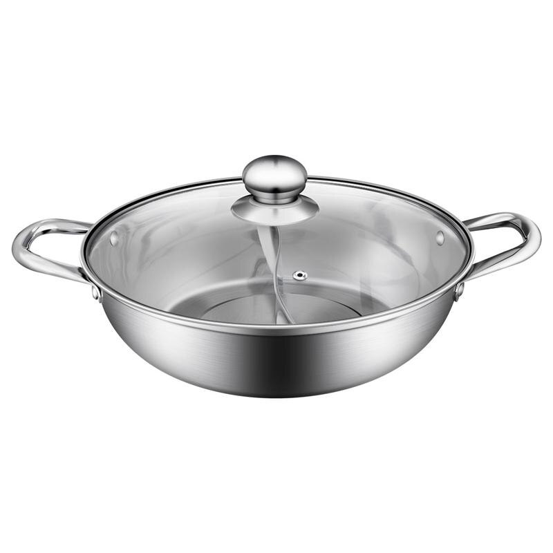 BESTONZON-ollas de cocina antiadherentes de doble cara, multifuncionales, Yin Yang, con tapa de vidrio, utensilios de cocina para restaurante y hogar, 1 unidad