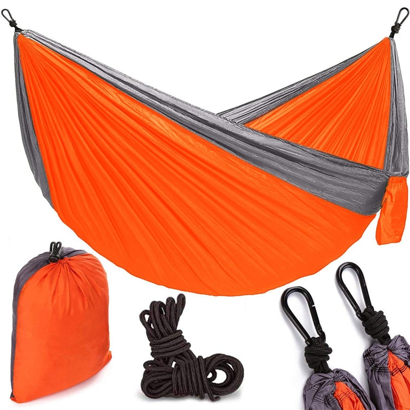 Opgradering camping hængekøje udendørs turist hængende hængekøjer bærbar faldskærm nylon vandre hængekøje til backpacking rejser