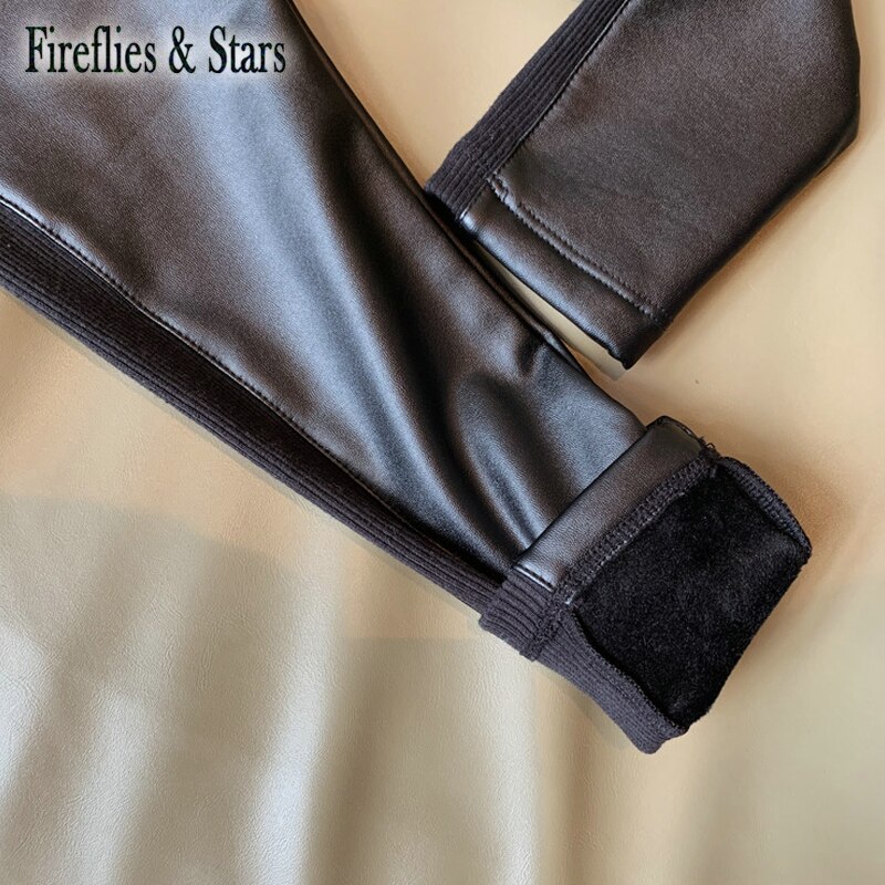 Primavera autunno ragazze Pu Leggings pantaloni Skinny per bambini pantaloni Casual per bambini collant per bambini nuova toppa lavorata a maglia in ecopelle da 3 a 8 anni