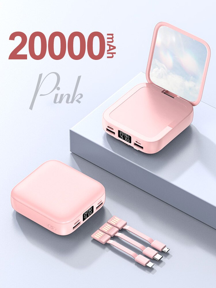 Mini Power Bank 20000Mah Powerbank Draagbare Power Bank Iphone12 13 Externe Batterij Snel Opladen Draagbare Batterij: Pink-20000mAh