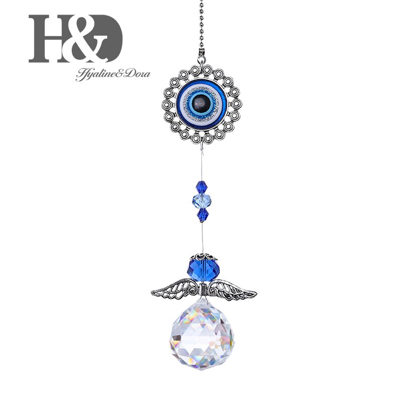 Diy Lucky Hamsa Turkse Blue Evil Eye Crystal Charm Suncatcher Hanger Wind Chime Amulet Thuis Muur Tuin Opknoping Decoratie: DE1915730