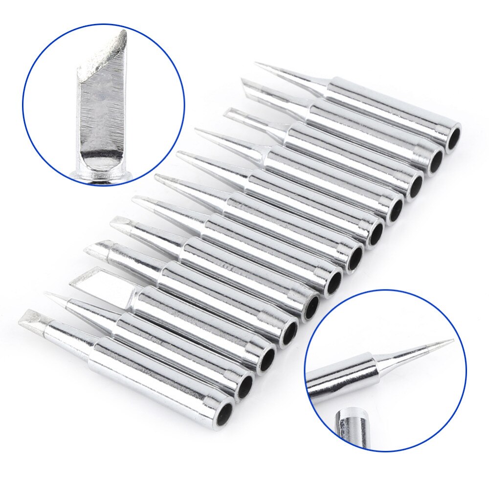 12Pcs 900M Series Lead-Free Soldering Solder Iron Tips for 8586 936 Solder Station Soldering Station Iron Tips Station Tool Kit