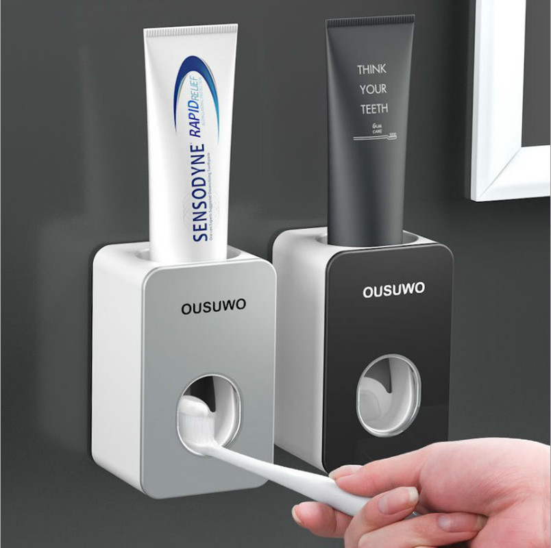 Distributore automatico di Dentifricio a prova di Polvere Spazzolino Da Denti Supporto di Montaggio A Parete Del Basamento di Accessori Per il Bagno Set Dentifricio Spremi