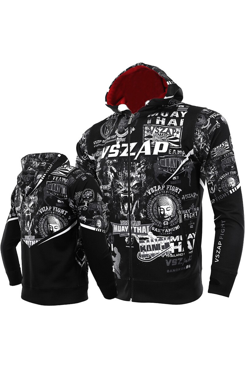 VSZAP-Sudadera con capucha de MUAY THAI, chaqueta de entrenamiento de lucha, MMA, fitness: XXL