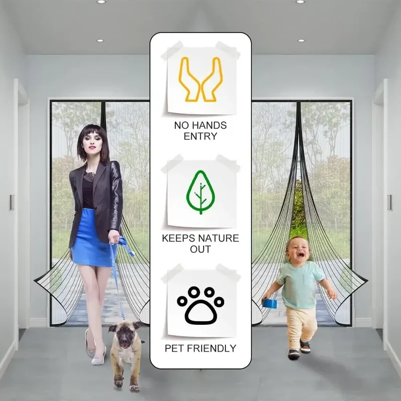 Zware Magnetische Screen Deur Mesh Gordijn Klamboe Bug Handsfree Partitie Mute Gestreepte Deur Gordijn Slaapkamer Ventilatie