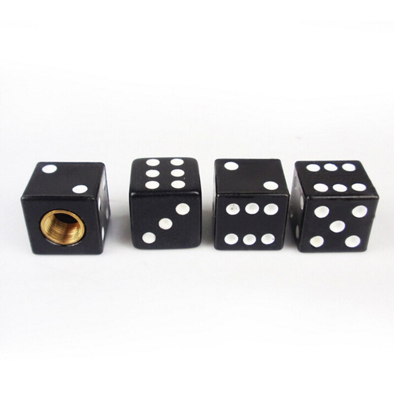 4Pcs Dice Ventieldopjes Zwart Bandventieldop Steel Caps Kofferbak Fiets Fiets Velgen Accessoires