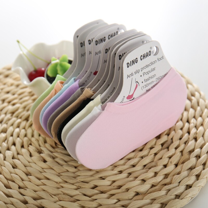 5 Pairs Summer Candy Color Invisible Non-slip Low Cut Socks Female Women Casual Cotton Breathable Girls Ankle Boat Socks
