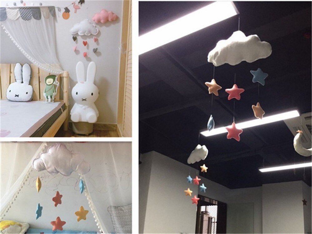 Juguete de fieltro para niños con forma de nube/Estrella colgando, sonajero móvil para bebé, juguete de fieltro con carillón de viento, colgante de cascabel para tienda de cuna, adorno para decoración de la habitación