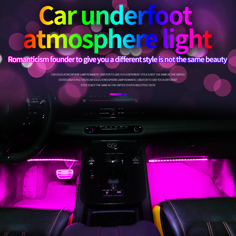 Tira de atmósfera para el pie del coche, luz LED con aplicación remota, Control, iluminación USB, sincronización de música, brillo ajustado, luz ambiental libre, 1 Uds.