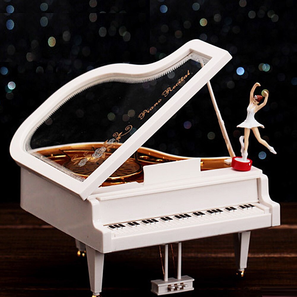 Caja de música con manivela de bailarina, modelo romántico de Piano clásico, de amor para cumpleaños y boda, decoración del hogar
