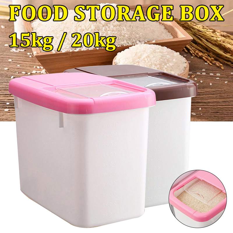 15 - 20 kg Nordic Plastic Food Storage Container Rice Grain Container Organizer Sliding Lid Sealed Freshness Storage Case