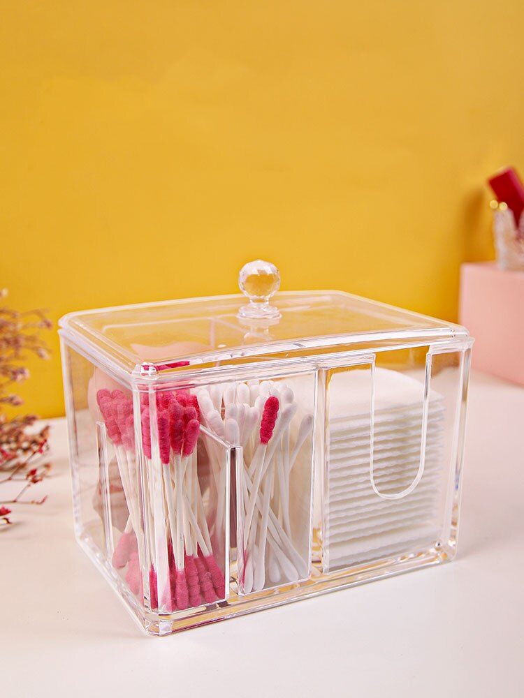 Cotton Swabs Storage Box Case Cotton Swab Stick Toothpick Cosmetic Makeup Organizer Case Holder Clear Acrylic