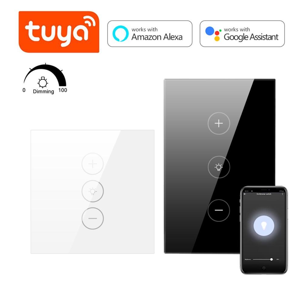 Tuya Smart Life LED Touch Panel Switch 110V/220V WIFI Dimmable Wall light Switch Voice Control Work with Alexa Google Home