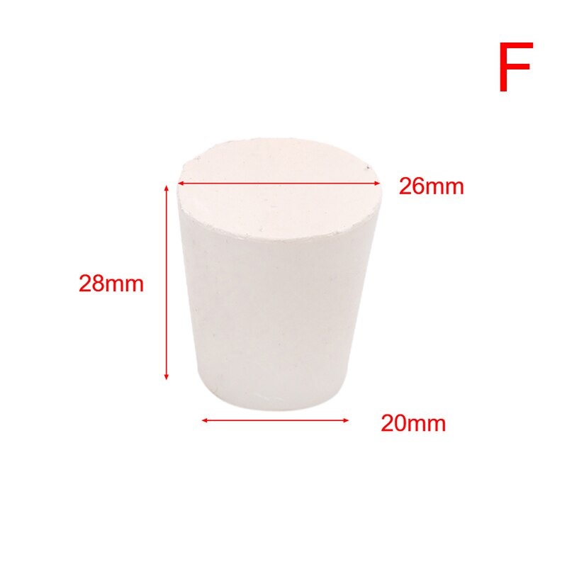Juego de tapones de goma maciza para laboratorio, tapón de Color blanco, tapón de botella cónica, tapa sellada de tubo resistente al álcali, 5 o 10 Uds.: F