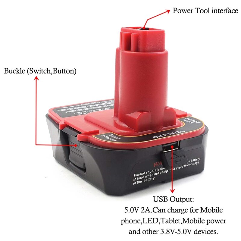 Waitley Dca1820 18-20V USB Adapter Work for Dewalt Max Xr Dcb200 Dcb201 Dcb203 Dcb203Bt Dcb204 Dcb205 Compact Batteries