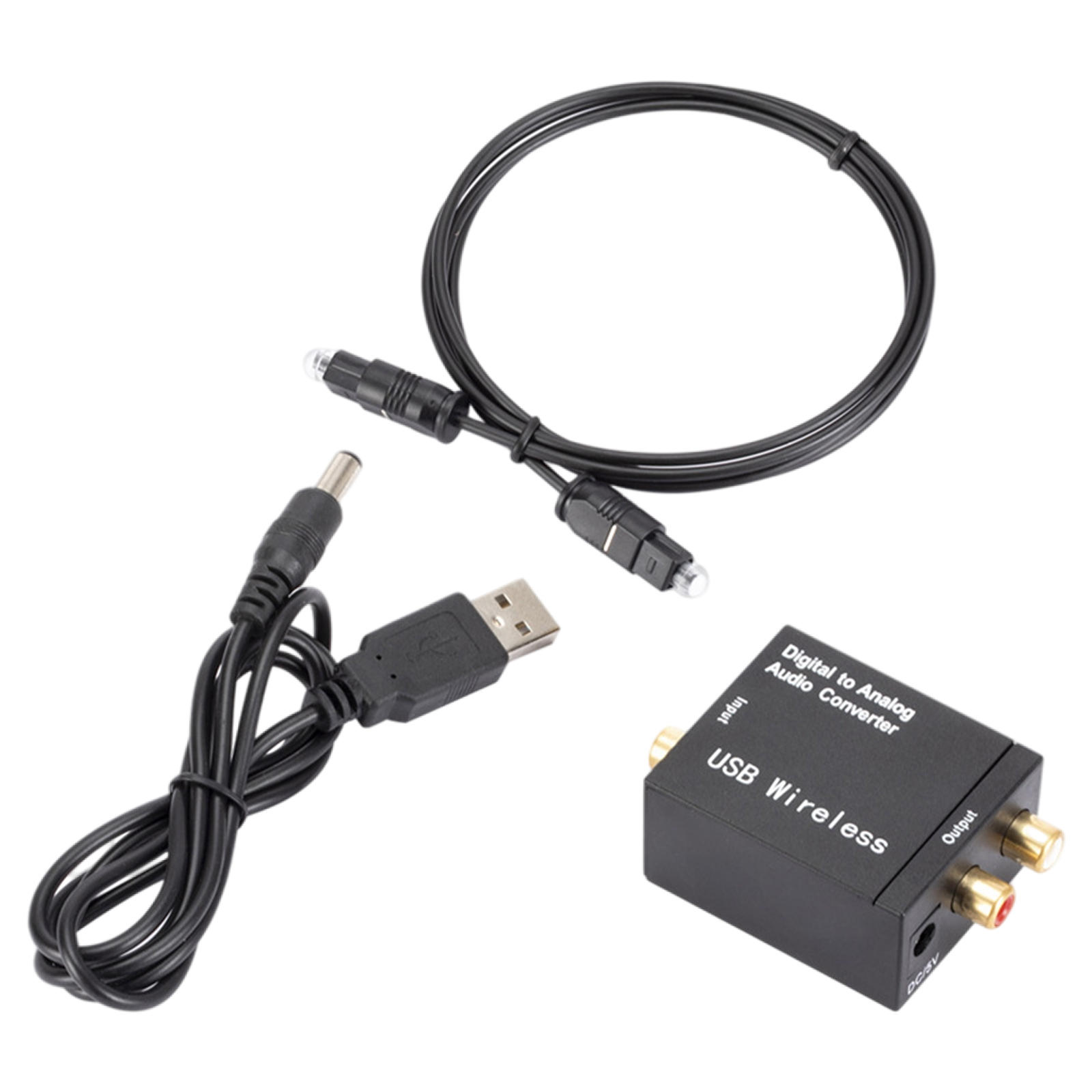 Digital to Analog Audio Converter Optical Coax Coaxial Toslink to Analog 5V DC Receiver for TV W/ Coaxial Cable W/ Optical Cable