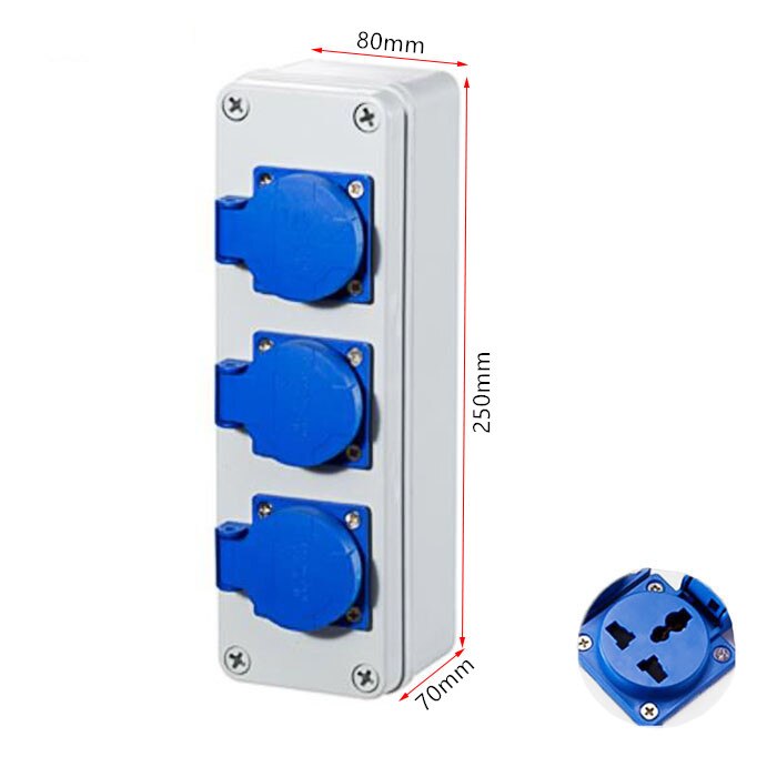 Outdoor rainwater socket Three holes 220V/ 10A home wall mounted multi-function outdoor socket box electric car charging: 3K / Multi-function socke