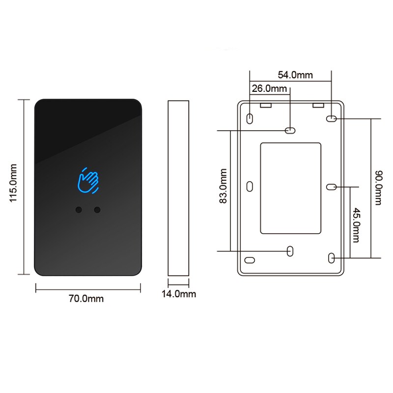 12V/24V Touchless Infrared Sensor Switch No Touch Contactless Switches Door Release Access Control Exit Button With Led: T7B