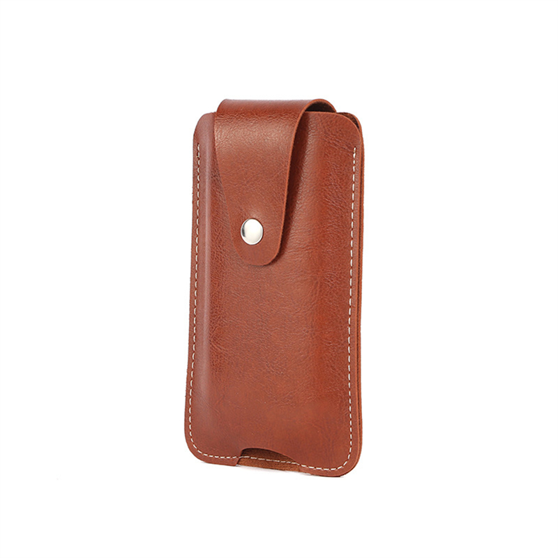 Leren telefoon heuptasje met haaksluiting, retro multifunctioneel telefoontasje met gesp