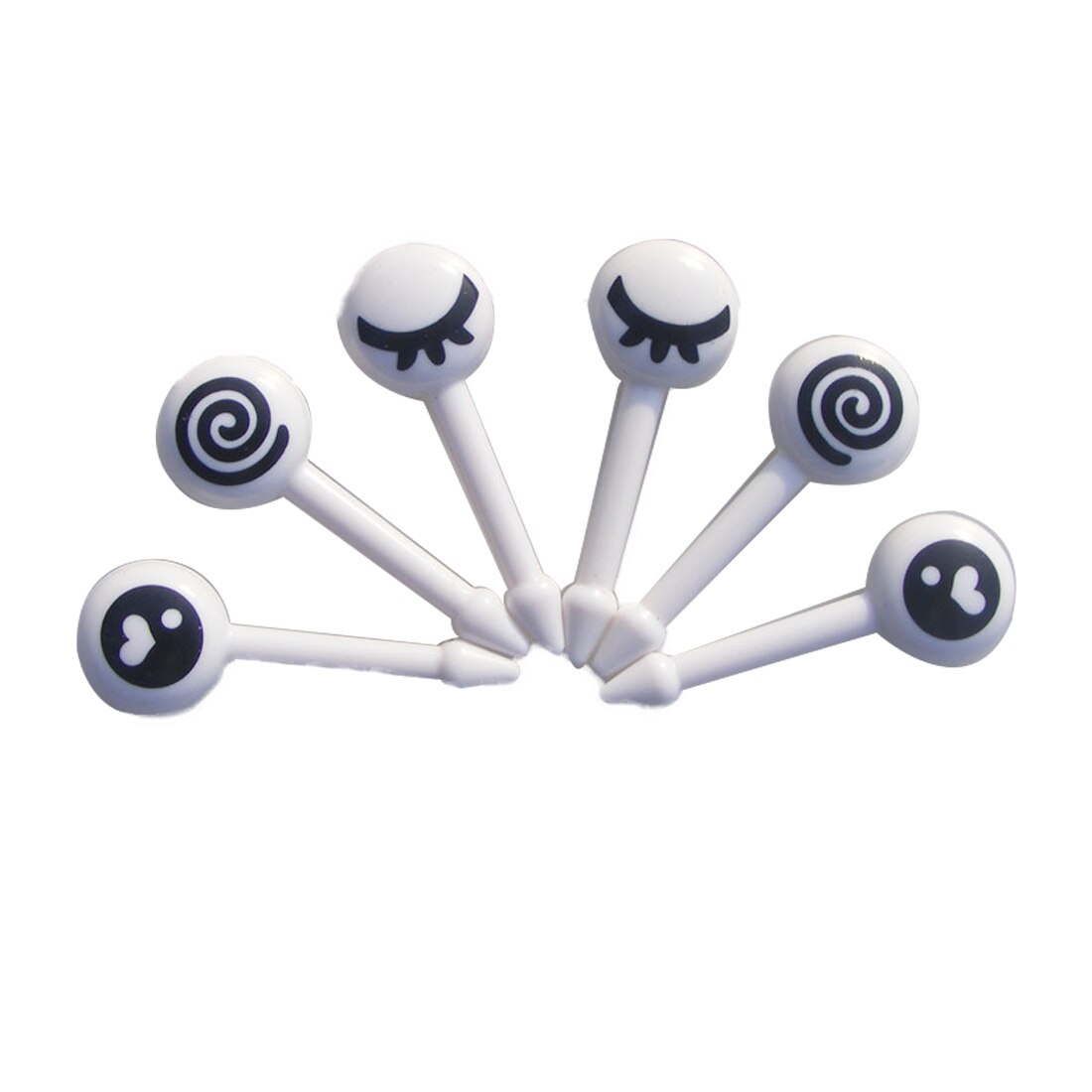 Lovely 10PCs/ Lot Cute Plastic Fruit Toothpick Lovely Eye Cartoon Forks Bento Decorative Tableware Food Picks Fish Fork Dessert