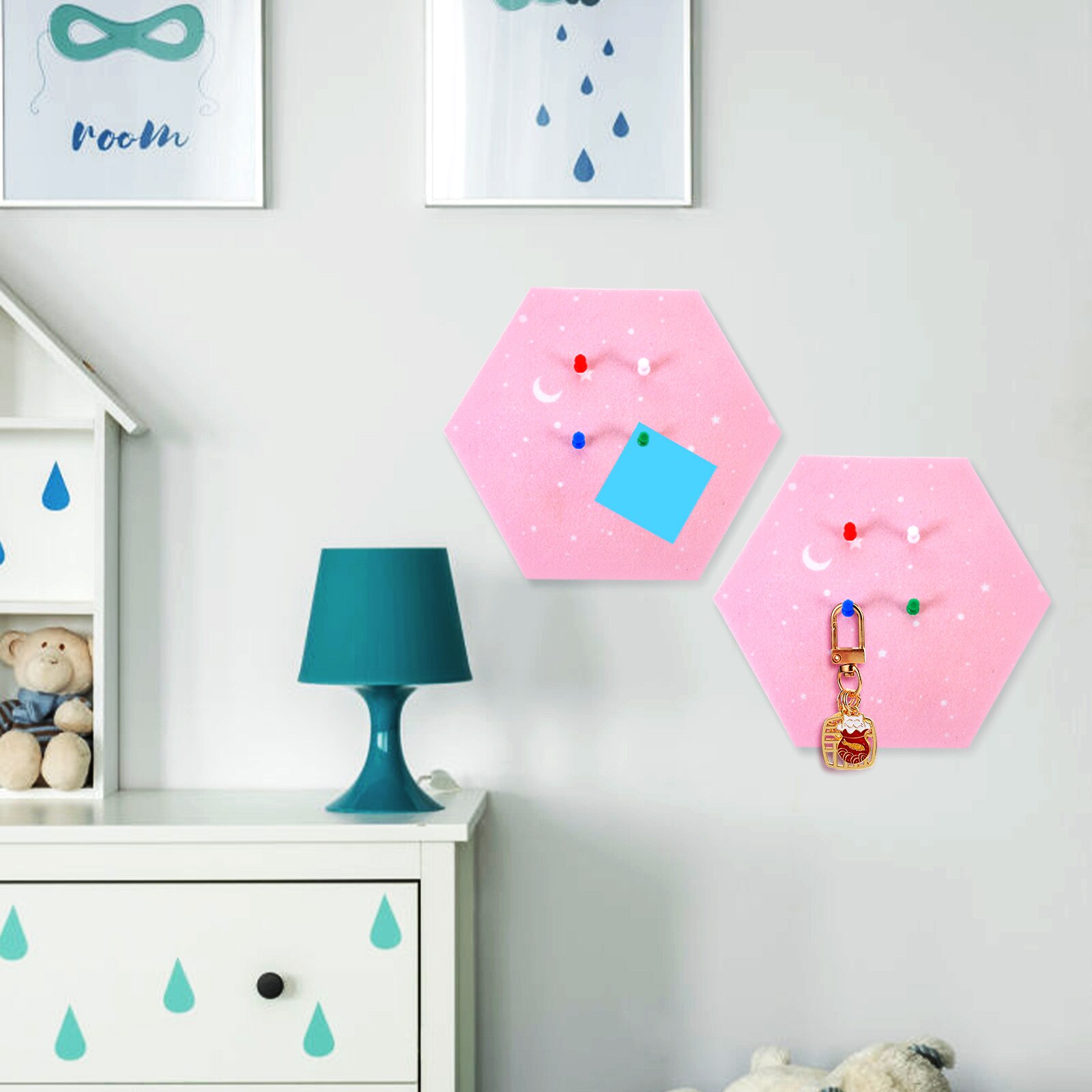 2Pcs Hexagon Vilt Board Diy Muur Board Zelfklevende Bericht Boards Muur Decors