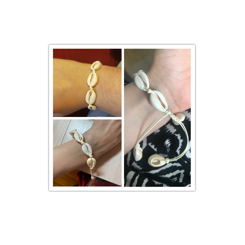 Natural Seashell Hand knit Rope Chain Bracelet Charm Bohemia Jewery Shell Bracelets Women Conch Beaded Strand Bracelets
