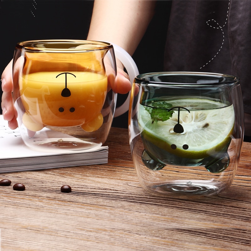 3D 2 niveaux belle Panda ours innovant bière verres résistant à la chaleur Double paroi tasse à café matin lait verre de noël