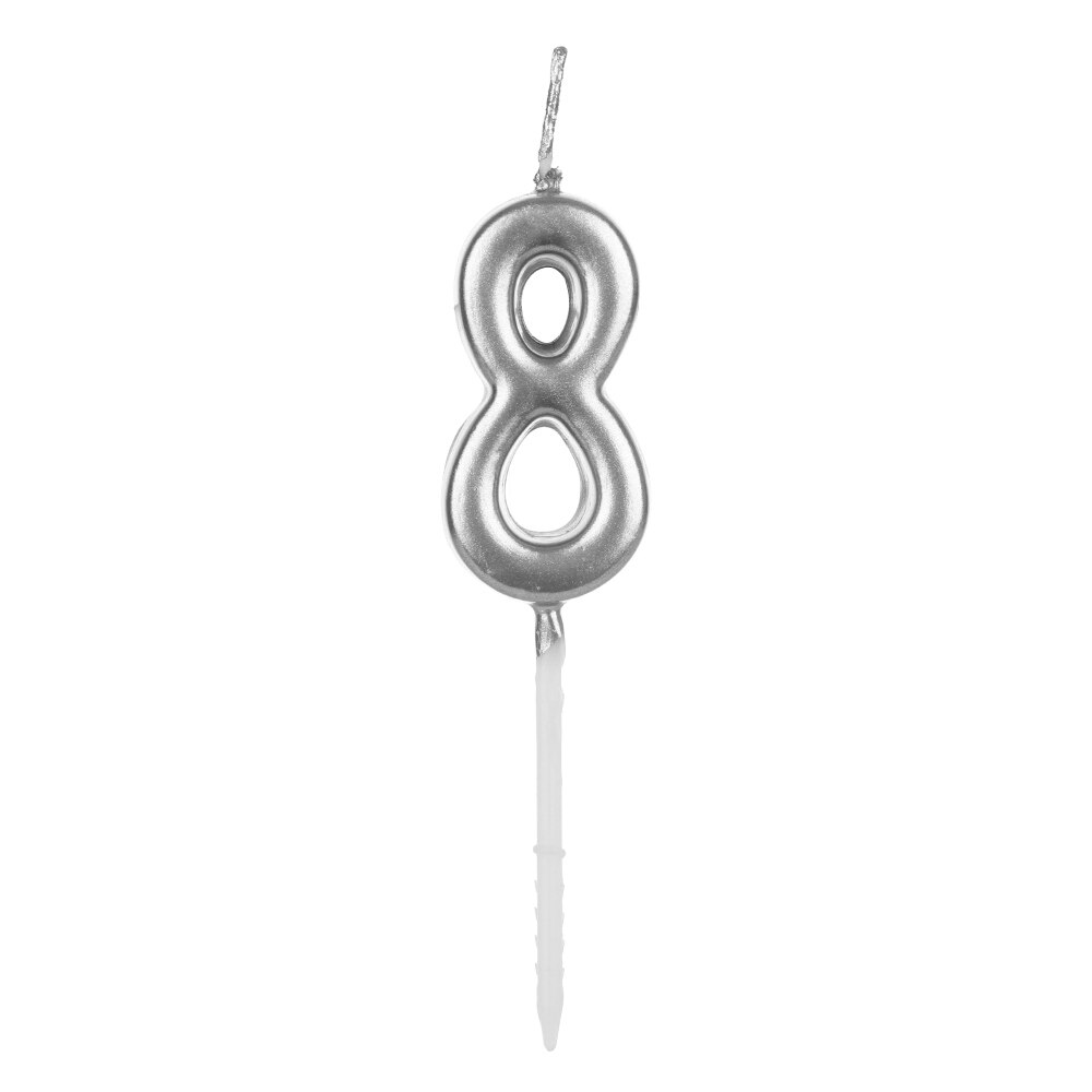 1 PC Gelukkige Verjaardag Nummer 0-9 Kaarsen Rose Gold Sliver Cake Topper Feestartikelen Cupcake Decor Cake topper: 8silver