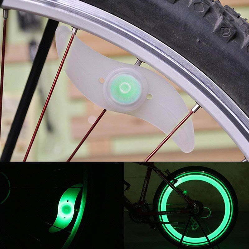 Fiets Spoke Lights Fiets Lamp Led Tyre Ventieldopjes Wiel Waterdichte Spaken Fietsen Lantaarns Fiets Accessoires: green