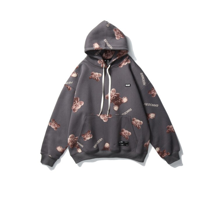 VEGORRS Neue Bär Manyinka zur Seite fahren Männer Und Frauen Hüfte hüpfen Paar verlieren Skateboard Hoodie: grau / XL