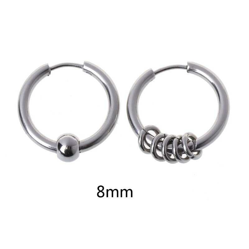 1 Paar 8Mm-20Mm Titanium Staal Hip Hop Hoop Earring Kraakbeen Helix Piercing Oorbellen: NO.8 Earrings