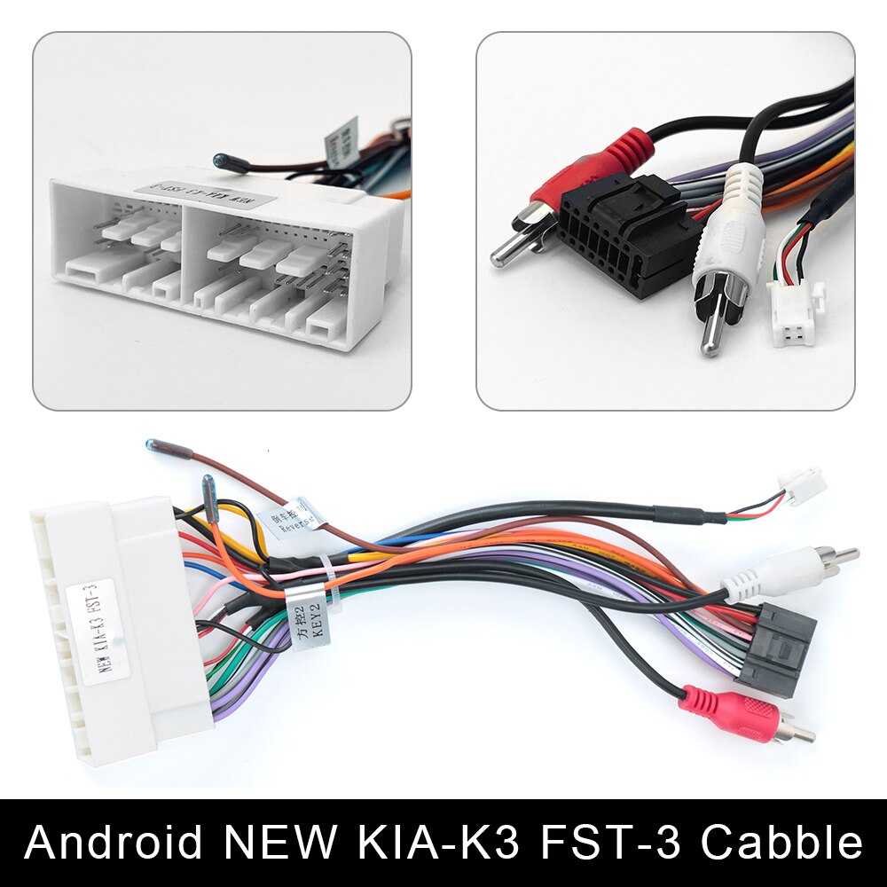 Universal Power Connector 2 Din Auto Android Radio Kabel Voor Suzuki Buick Iso Hyundai Kia Honda Toyota Nissan Gps Antenne rca: KIA-K3   FST-3