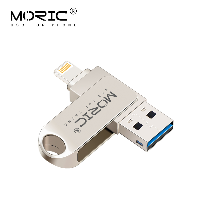 Moric – clé USB 3.0 à fermeture éclair, support à mémoire de 32GB 64GB 128GB, lecteur Flash en métal pour iPhone 8 et 7 Plus, compatible avec ios 10