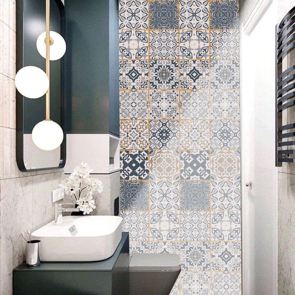 24Pcs Self Adhesive Wall Stickers DIY Tile Bathroom Wallpaper Household Kitchen Stickers Decoration Supplies