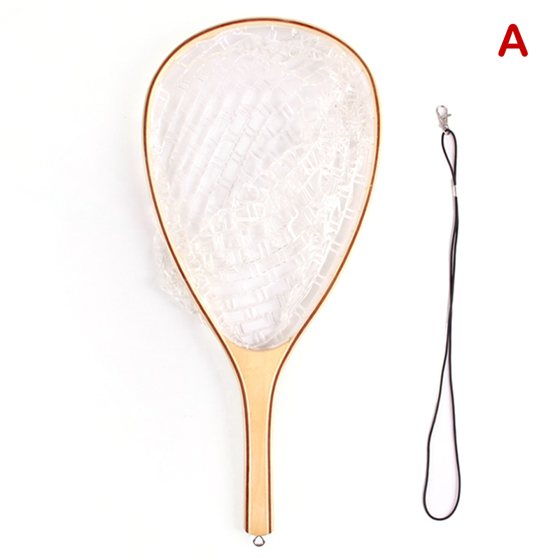 Fly Fishing Landing Net Soft Rubber Small or Big Mesh Trout Catch and Release Net without the Magnet: WHITE