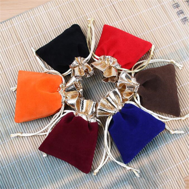 10 stks 12X15 cm Goud Fluwelen Zakjes Sieraden Zakje Organizer Trekkoord Cdoek Tas Katoen voor Huwelijkscadeau Verpakking kralen Container