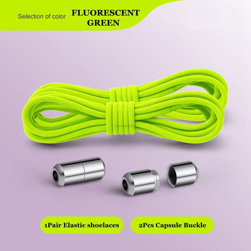 Lacets de chaussures sans cravate, lacets élastiques, baskets, lacets ronds sans attaches, chaussures rapides pour enfants et adultes, élastiques pour chaussures: Fluorescent green