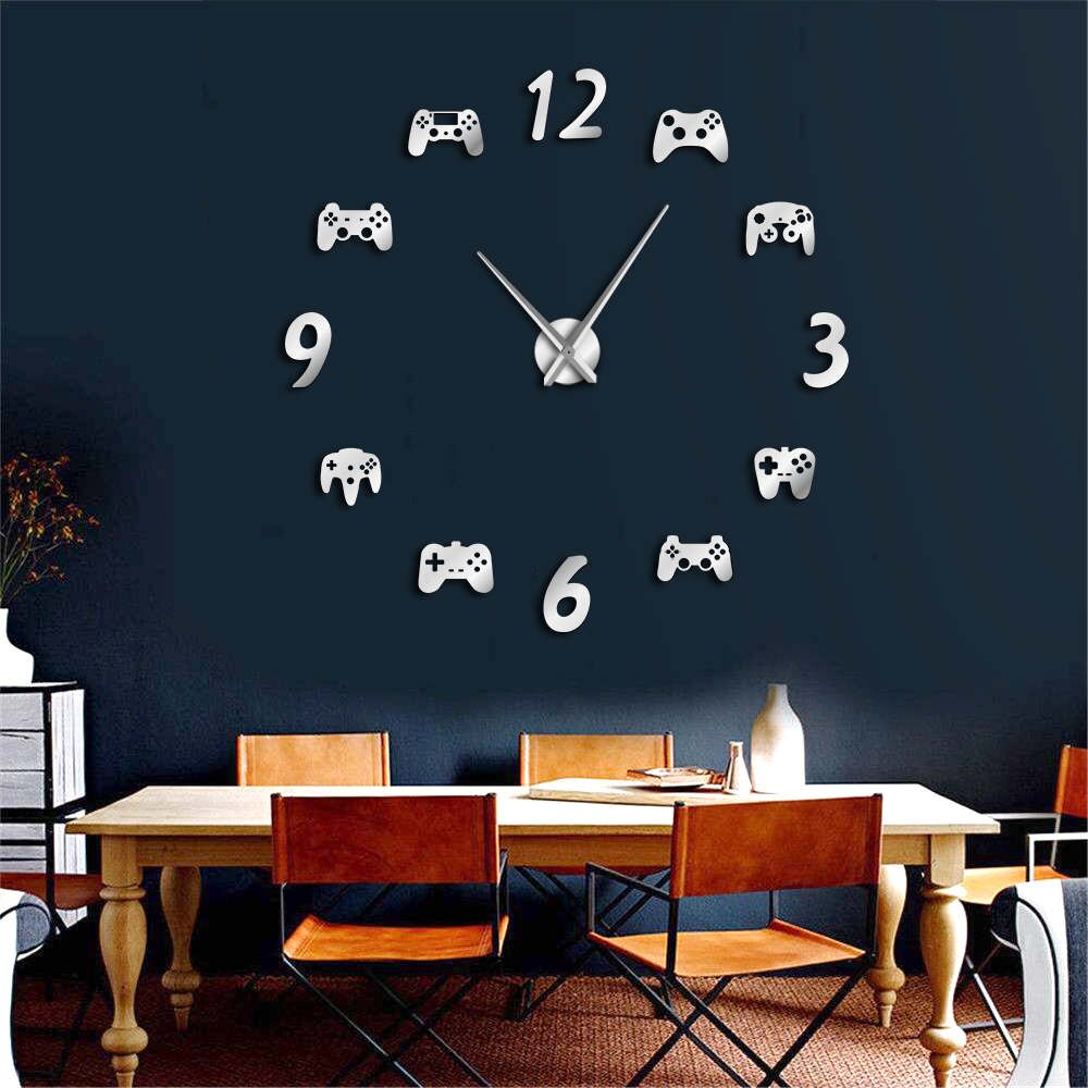 Video Game Controllers Diy Grote E-Sport Wandklok Game Room Decor Modern Freamless Giant Wandklok Game kamer Horloge