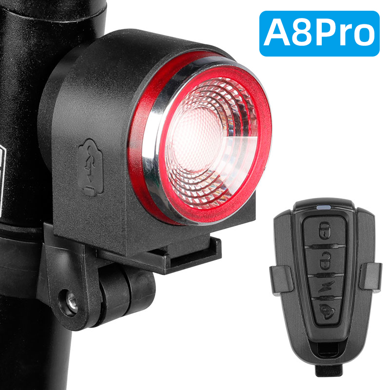 Audio Visuele Waarschuwing Lamp Remmen Licht Anti-Diefstal Alarm Draadloze Controle Led Lantaarn Remote Call Bike Finder Sirene A8Pro 800Mah